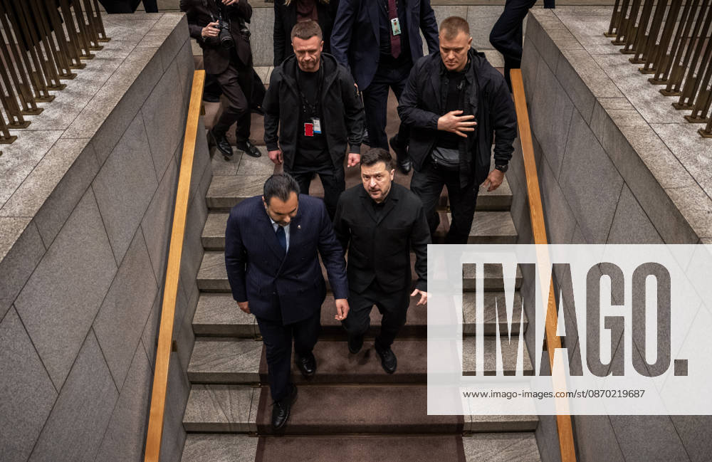 Ukrainian President Visits Norway, Oslo, October 21, 2026. Ukrainian President Volodymyr Zelenskyy visits the Storting, where he meets with Storting President Masud Gharahkhani and the parliamentary leaders. Photo: Ole Berg Rusten, NTB, Oslo, Norway, FMv4g LzZs. Ref BNC POLFMv4g LzZs jpg