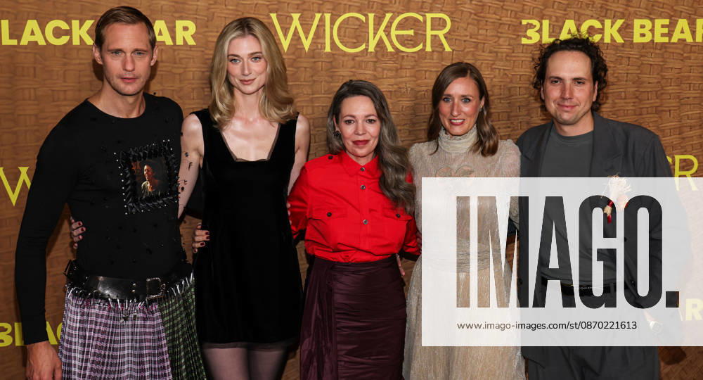 Los Angeles Premiere Of Black Bear s Wicker LOS ANGELES, CALIFORNIA, USA - OCTOBER 20: Alexander Skarsgard wearing Chopova Lowena, styled by Harry Lambert, Elizabeth Debicki wearing Kallmeyer, Calzedonia tights, Manolo Blahnik shoes, and Engelbert 1920 jewelry, styled by Elizabeth Saltzman, Olivia Colman, Eleanor Wilson and Alex Huston Fischer arrive at the Los Angeles Premiere Of Black Bear s Wicker held at the DGA Theater Complex at The Directors Guild of America on October 20, 2026 in Los Angeles, California, United States. Los Angeles DGA Theater Complex at The Directors Guild of America California United States