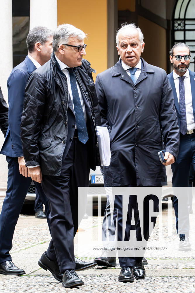 Matteo Piantedosi with Claudio Sgaraglia at the meeting of the Provincial Committee for Public Order and Safety, Prefecture, Milan, October 20, 2026 Milan Italy - ZUMAa289 20261021_zia_a289_214