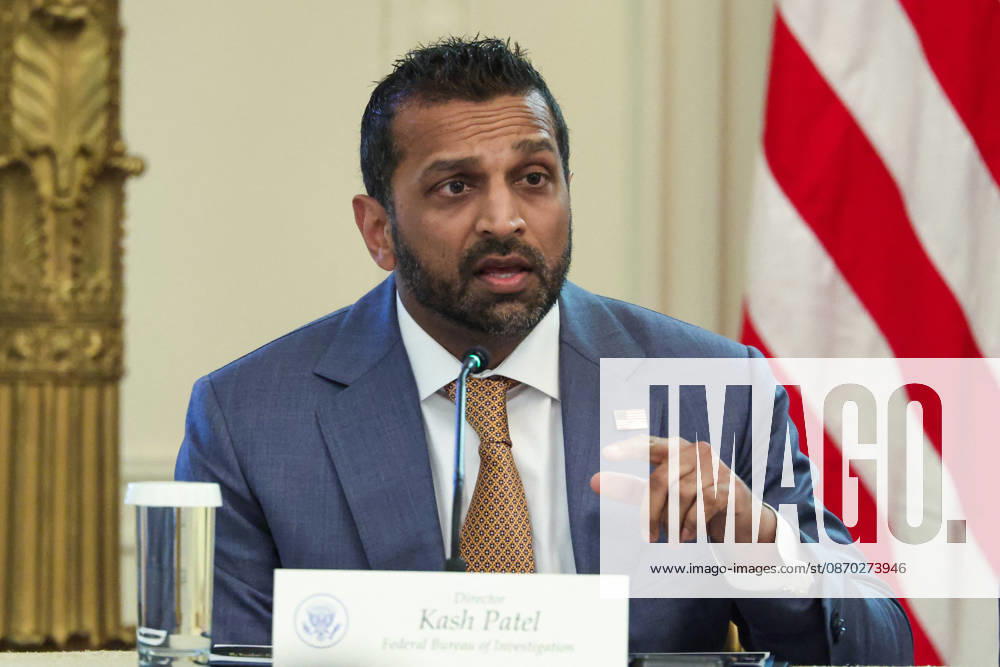 DC: President Trump Hosts Roundtable on Cybercrime at White House Kash Patel, Director of the Federal Bureau of Investigation of the United States, speaks during a roundtable discussion on cybercrime in the East Room of the White House on October 21, 2026 in Washington, D.C. The administration is fighting back against foreign-based organized criminal organizations that exploit Americans in cyberspace and their scam centers and fraud schemes. (Photo by Samuel Corum Pool ABACAPRESS.COM) Washington DC United States