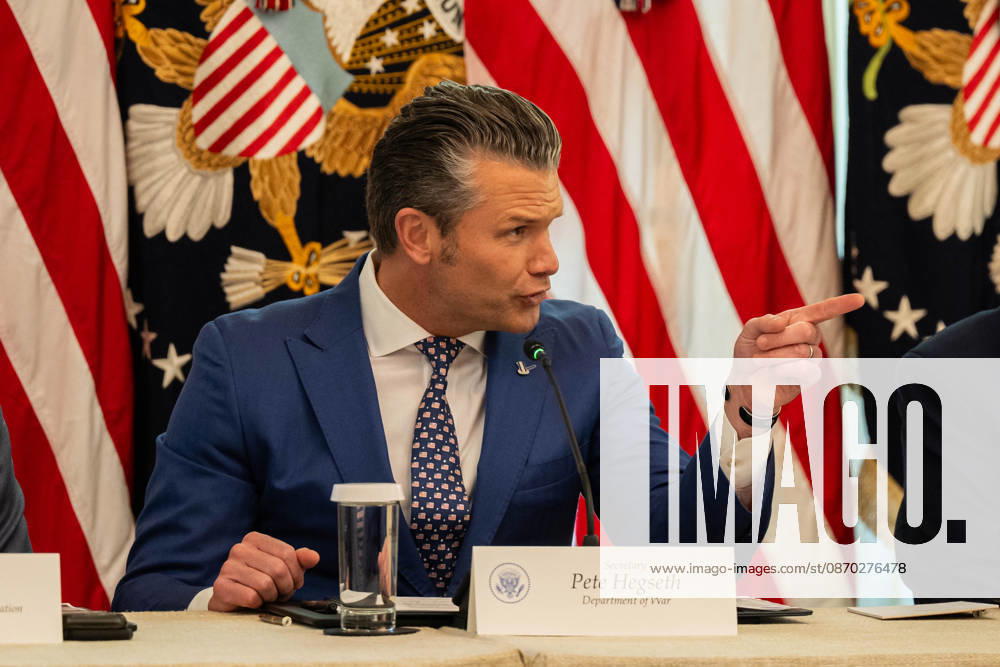 Secretary of War PETE HEGSETH speaks during a White House roundtable hosted by President DONALD TRUMP focused on combating cybercrime, online fraud and foreign-based criminal networks targeting Americans. Washington United States - ZUMAk206 20261021_znp_k206_004