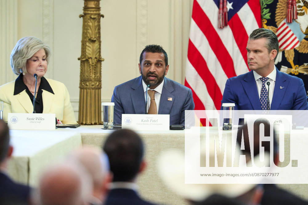 DC: President Trump Hosts Roundtable on Cybercrime at White House Susie Wiles, White House Chief of Staff, Kash Patel, Director of the Federal Bureau of Investigation of the United States, and Pete Hegseth, Secretary of Defense, attend a roundtable discussion on cybercrime in the East Room of the White House on October 21, 2026 in Washington, D.C. The administration is fighting back against foreign-based organized criminal organizations that exploit Americans in cyberspace and their scam centers and fraud schemes. (Photo by Samuel Corum Pool ABACAPRESS.COM) Washington DC United States