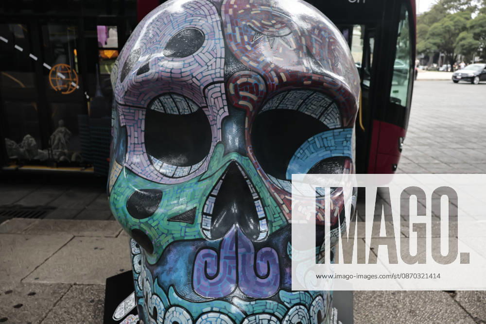 The Mexicraneos exhibition has been installed along the Paseo de la Reforma avenue in Mexico City, marking the start of the Day of the Dead celebrations in the country. This edition of the exhibition, titled Collection: Living Nature Mystical Tales. features 35 giant skulls, each artistically transformed by various creators. Mexico City Mexico - ZUMAp204 20261021_zip_p204_087