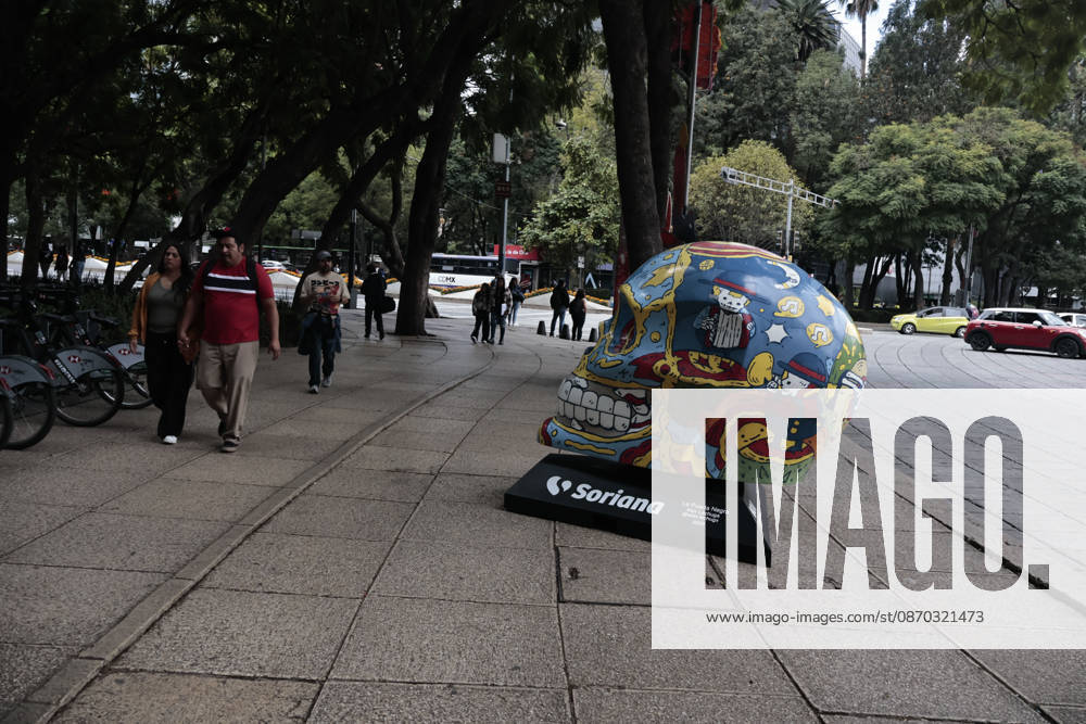 The Mexicraneos exhibition has been installed along the Paseo de la Reforma avenue in Mexico City, marking the start of the Day of the Dead celebrations in the country. This edition of the exhibition, titled Collection: Living Nature Mystical Tales. features 35 giant skulls, each artistically transformed by various creators. Mexico City Mexico - ZUMAp204 20261021_zip_p204_076