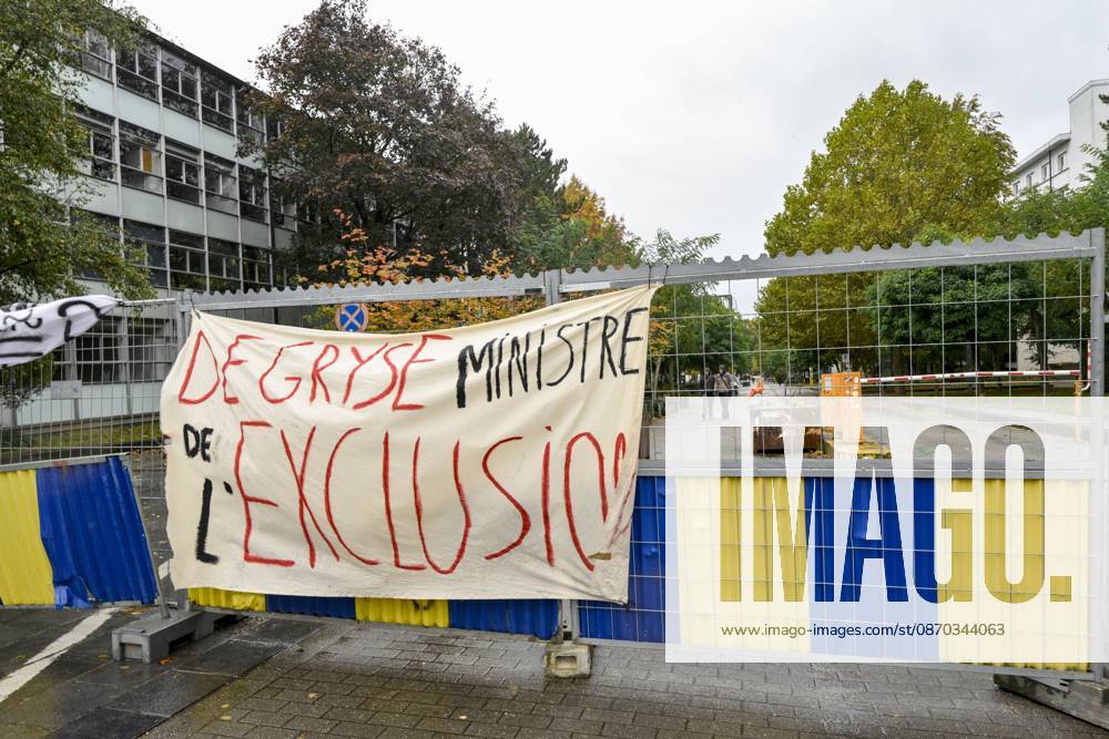 Student Protest Against Austerity 22 10 2026 IXELLES, BELGIUM - Students pictured protesting at the Universite Libre de Bruxelles (ULB) on October 22, 2026 in Ixelles, Belgium, 22 10 2026 Ixelles Belgium