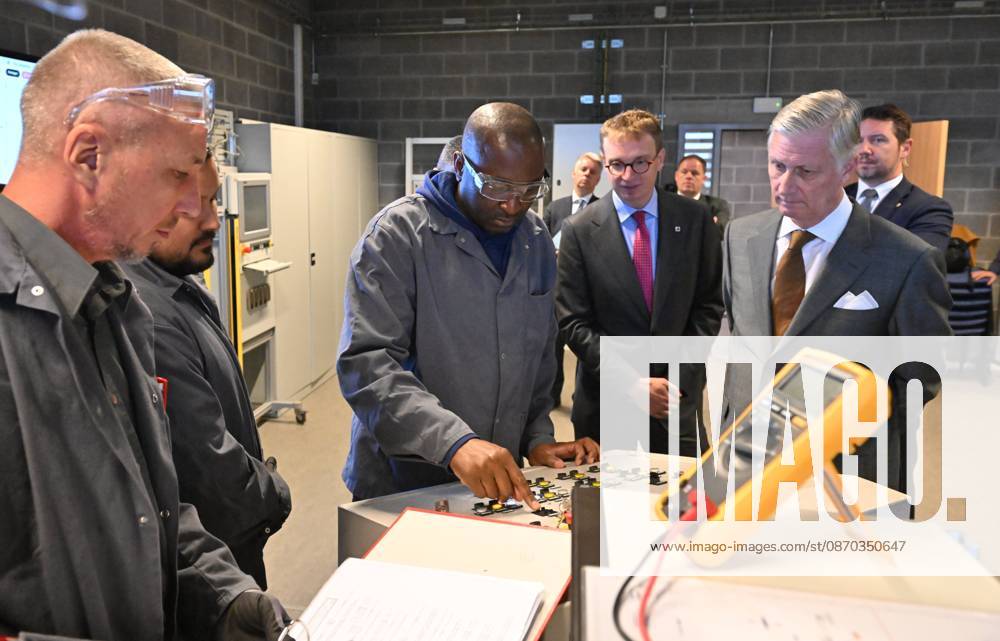 The King Visits Technicity Brussels ANDERLECHT, BELGIUM - OCTOBER 22 : King Philippe visits Technicity.brussels, the training and employment hub for the technology industry, in Anderlecht. Technicity.brussels was established through a public-private partnership and is aimed at job seekers, employees seeking retraining or further education, and students and teachers from secondary schools and colleges. The organization offers hands-on technical training and actively assists participants in finding a job. Companies can turn to it for continuing education for their staff or to rent modern technical infrastructure. During his visit, the King toured four training workshopselevator technology; HVAC and refrigeration technology; welding; and ele