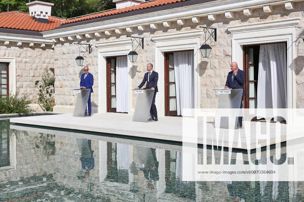 Sveti Stefan, Montenegro, October 22, 2026: The Chancellor’s trip abroad for the Berlin Process Summit; press conference with German Chancellor Friedrich Merz (CDU), Montenegrin Prime Minister Milojko Spajic, and Austrian Chancellor Christian Stocker