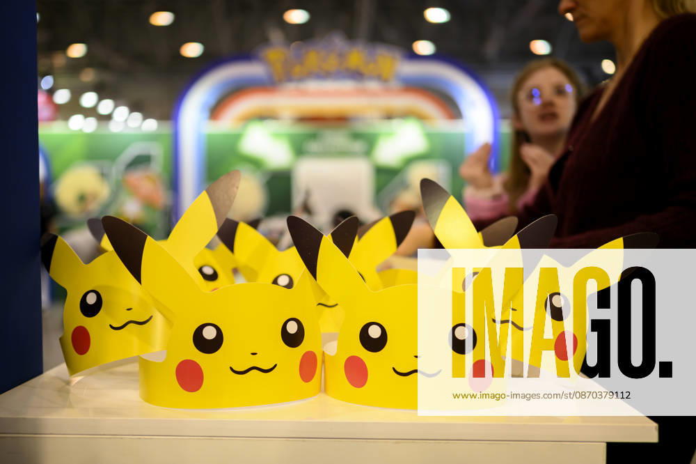 The Pokémon Company booth, Pokémon masks, trading card games, on October 22, 2026, at the SPIEL Essen trade show from October 22–25, 2026, in Essen, Germany, at the Grugahalle