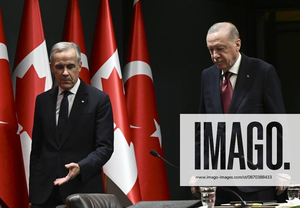 Recep Tayyip Erdogan - Mark Carney joint press conference in Ankara ANKARA, TURKIYE - OCTOBER 22: Turkish President Recep Tayyip Erdogan and Canadian Prime Minister Mark Carney hold a joint press conference following their meeting at the Presidential Complex in Ankara, Turkiye on October 22, 2026. Dogukan Keskinkilic Anadolu Ankara Turkey. Editorial use only. Please get in touch for any other usage.