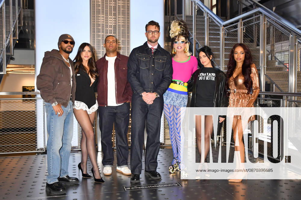NEW YORK, NY- OCTOBER 22: Romeo Miller, Demi Engemann, Shane Parton, Harry Jowsey, Willam Belli, Maria Georgas and Bella Palk at the Empire State Building promoting the Premiere of Hulu s New Reality Competition Series, The Mob on October 22, 2026 in New York City.