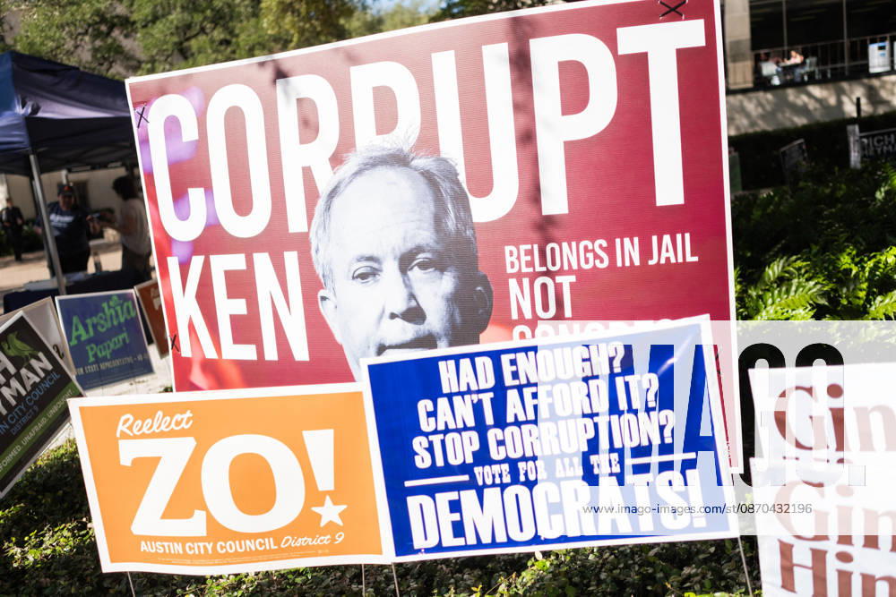 Midterm polling location Illustration - Austin AJ This photo is an illustration of polling location with posters of the differents candidates during the early voting in Texas for the midterm elections in Austin, Texas, United States (USA) on October 22, 2026. Democrat James Talarico is facing Republican and Texas Attorney General Ken Paxton in a race for one of Texas s US Senate seats. No Democrat has won statewide office in the conservative southern state since 1994, and Donald Trump carried Texas by nearly 14 percentage points in the 2024 presidential election. Photo by Alexis Jumeau ABACAPRESS.COM Austin Texas