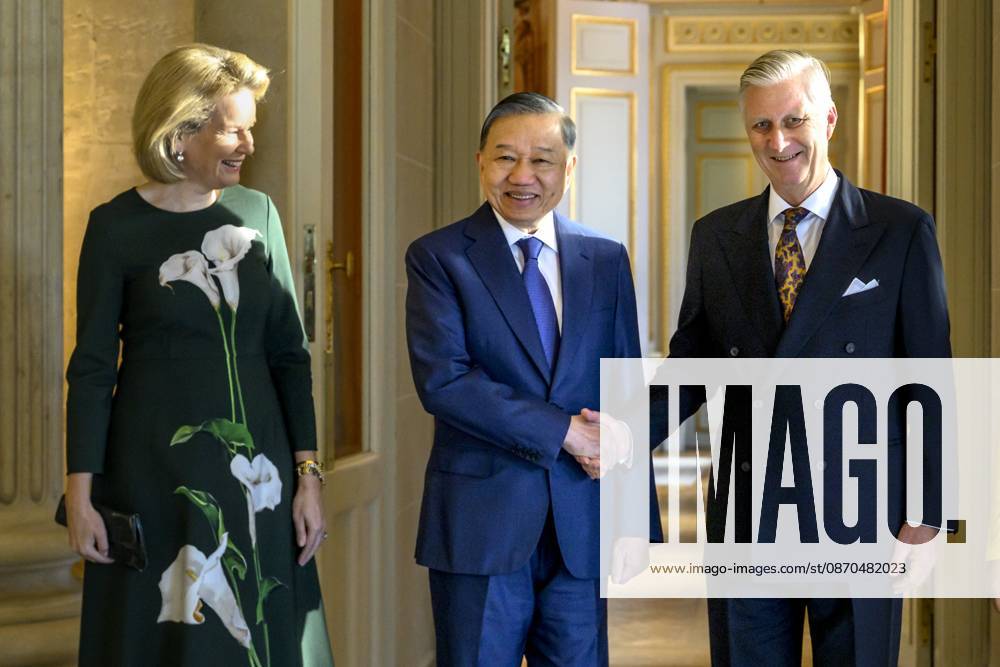 HRH the King Receives To Lam President Of Vietnam LAEKEN, BELGIUM - His Excellency To Lam pictured with King Philippe of Belgium and Queen Mathilde of Belgium during their visit to the Laeken Palace on October 23, 2026 in Laeken, Belgium, 23 10 2026 Laeken Belgium