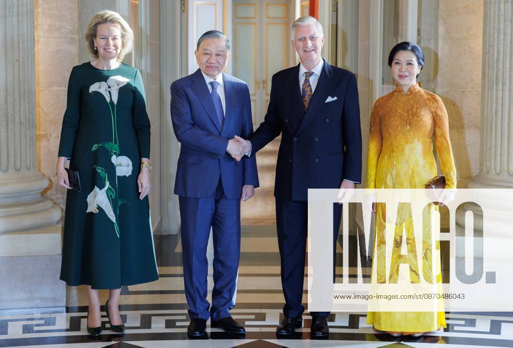 Queen Mathilde of Belgium, Vietnam President To Lam, King Philippe - Filip of Belgium and Ngo Phuong Ly pose at a royal audience at the Castle of Laeken, on Friday 23 October 2026. The President of Vietnam and his wife visit Belgium from 21 to 24 October. BENOITxDOPPAGNE 190732983