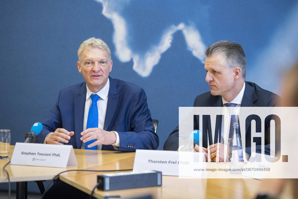 On Friday, October 23, 2026, Stephan Toscani, the CDU’s state chairman in Saarland, will welcome the CDU’s parliamentary group leader in the German Bundestag, Thorsten Frei, at the Saarland State Parliament. Together, they will hold a press conference. Pictured, from left: Stephan Toscani, Member of the State Parliament (CDU), and Thorsten Frei, Member of the Bundestag (CDU). bub