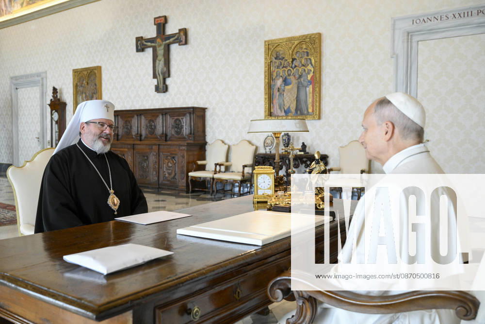 ITALY - REL - POPE LEO XIV RECEIVES IN PRIVATE AUDIENCE HIS BEATITUDE SVIATOSLAV SHEVCHUK, MAJOR ARCHBISHOP OF KYIV- HALYC October 23, 2026 Italy, Rome, Vatican October 23, 2026 October 23, 2026 Pope Leo XIV receives in audience His Beatitude Sviatoslav Shevchuk, Major Archbishop of Kyiv-Halyc - NO BOOKS