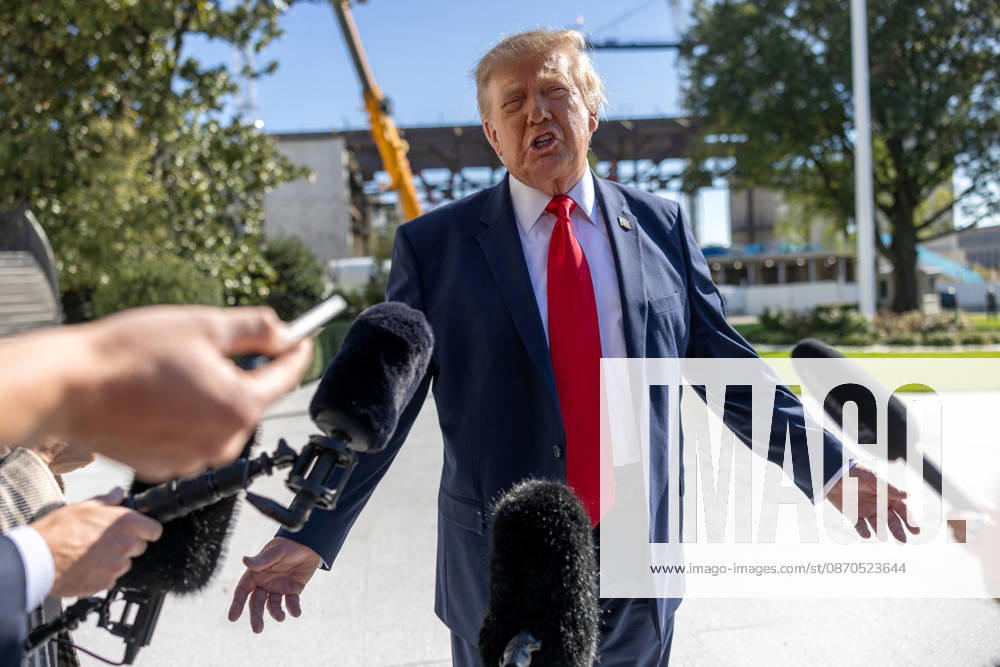 Trump Departs White House WASHINGTON, DC - OCT. 23: US President Donald Trump speaks to reporters outside the White House as he departs for a campaign stop in Ft. Myers, Fla. via Marine One on Friday, Oct. 23, 2026 in Washington, D.C. (Photo by Tierney Cross Pool For The Washington Post) Washington DC United States