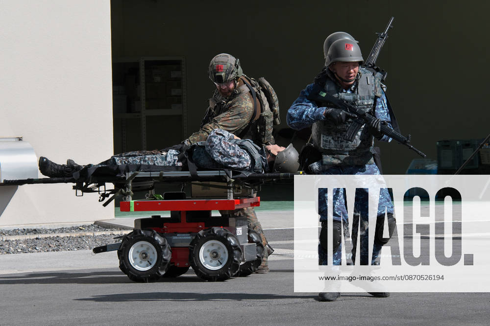 Members of Japan Self-Defense Forces and German Military take part in the joint medical training during the Japan and U.S. military exercise Keen Sword 27 at Iruma Air Base in Saitama-Prefecture, Japan on Friday, October 23, 2026. Japan Self-Defense Forces, U.S. Military, and partner forces will hold the exercise Keen Sword 27 from October 19th to 29th in Japan. Approximately JSDF(Japan Self-Defense Forces) 45,000 personnel, U.S. troops 11,000, and forces from Australia, Canada, France, Germany, the Netherlands, New Zealand, and the Philippines participating with observers from the Republic of Korea and the United Kingdom. TKP2026102322 KEIZOxMORI