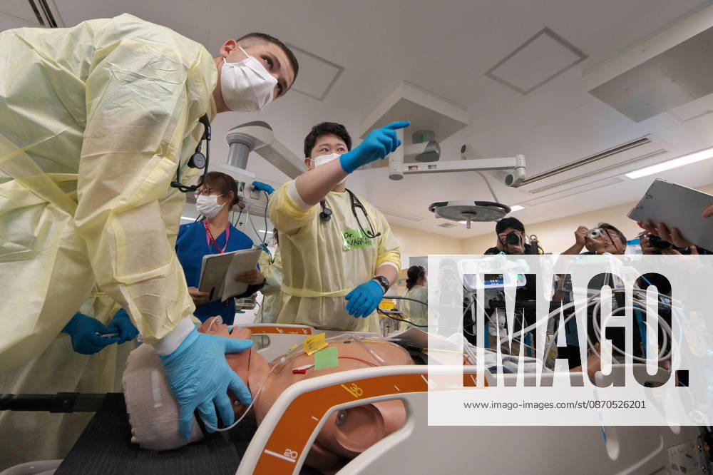 Members of Japan Self-Defense Forces and German Military take part in the joint medical training during the Japan and U.S. military exercise Keen Sword 27 at Iruma Air Base in Saitama-Prefecture, Japan on Friday, October 23, 2026. Japan Self-Defense Forces, U.S. Military, and partner forces will hold the exercise Keen Sword 27 from October 19th to 29th in Japan. Approximately JSDF(Japan Self-Defense Forces) 45,000 personnel, U.S. troops 11,000, and forces from Australia, Canada, France, Germany, the Netherlands, New Zealand, and the Philippines participating with observers from the Republic of Korea and the United Kingdom. TKP2026102330 KEIZOxMORI