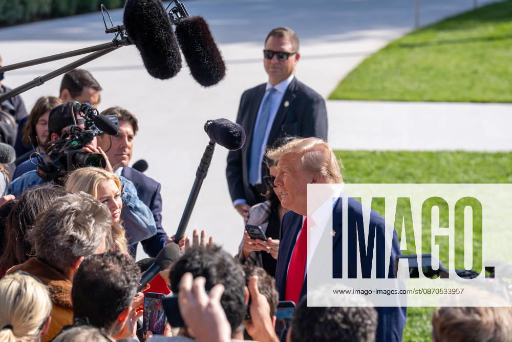 U.S. President Donald Trump speaks to reporters on the South Lawn of the White House before departing for Florida on October 23, 2026, in Washington, DC. Washington United States - ZUMAl312 20261023_znp_l312_034