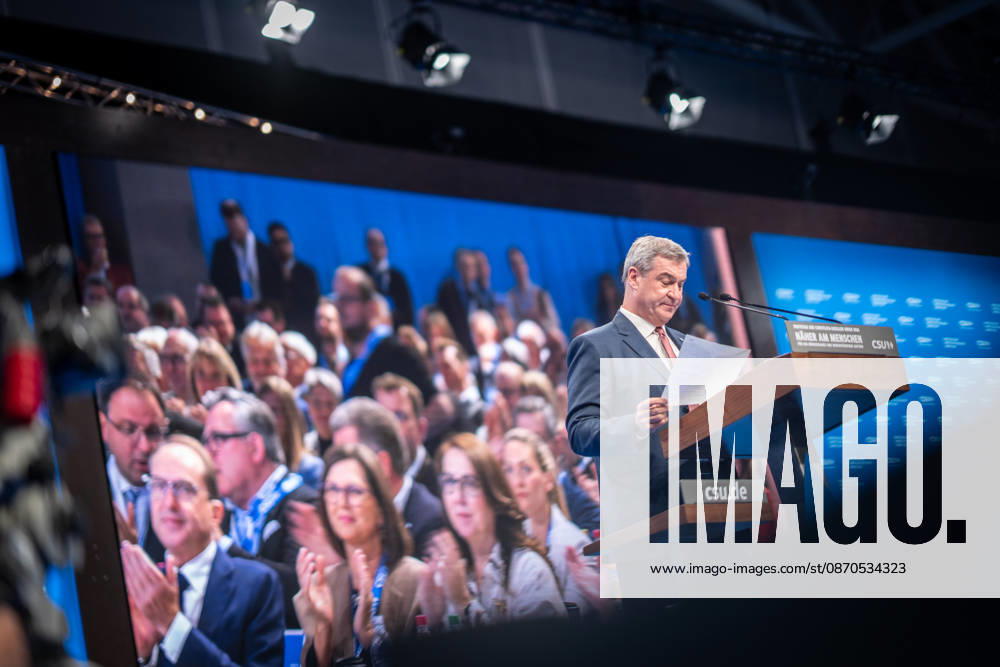 Markus Söder, CSU Party Chairman and Minister-President of Bavaria, at the CSU Party Convention in Munich, Munich, Bavaria, Germany, Munich Trade Fair Grounds