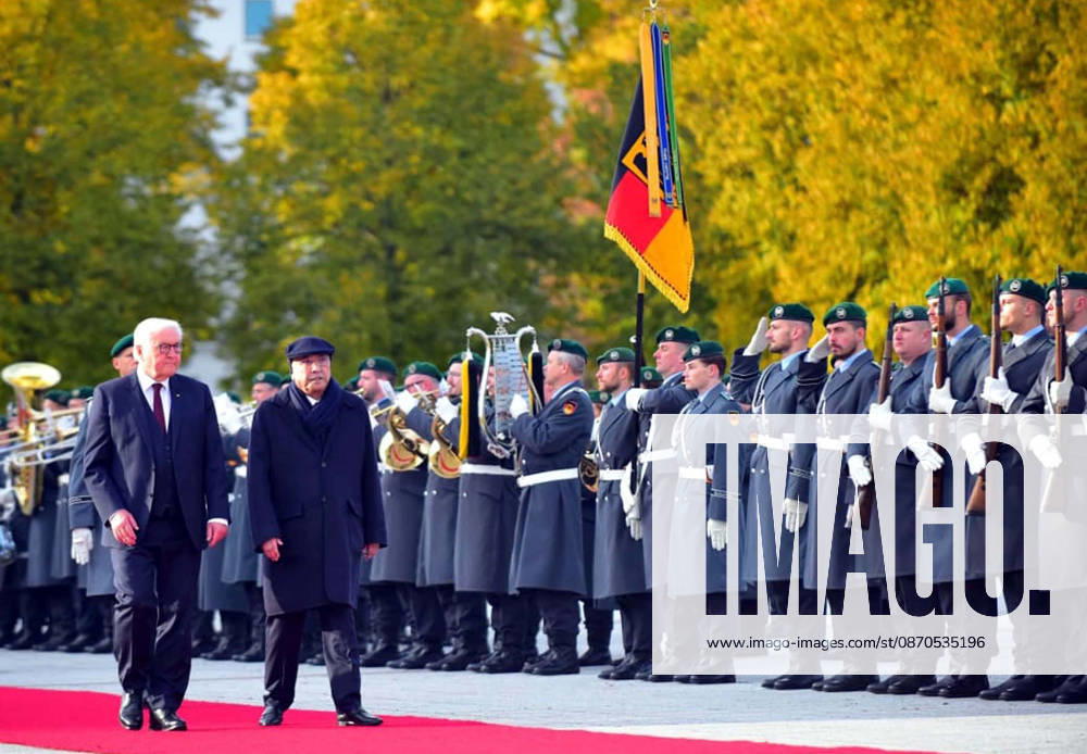 President of Pakistan, Asif Ali Zardari inspects the Guard of Honour along with German President, Frank-Walter Steinmeier during the welcome ceremony held in Berlin on Friday, October 23, 2026. (PPI Images).