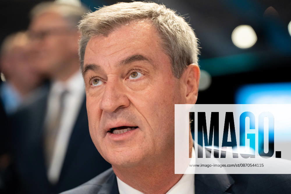 Munich, Bavaria, Germany October 23, 2026: The 2026 party convention of the CSU (Christian Social Union) at the Munich Trade Fair Center. Close-up of Minister President Dr. Markus Söder