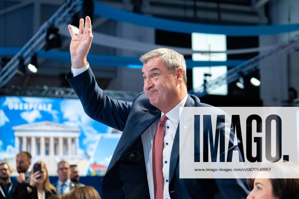 Munich, Bavaria, Germany October 23, 2026: The 2026 party convention of the CSU (Christian Social Union) at the Munich Trade Fair Center. Minister President Dr. Markus Söder