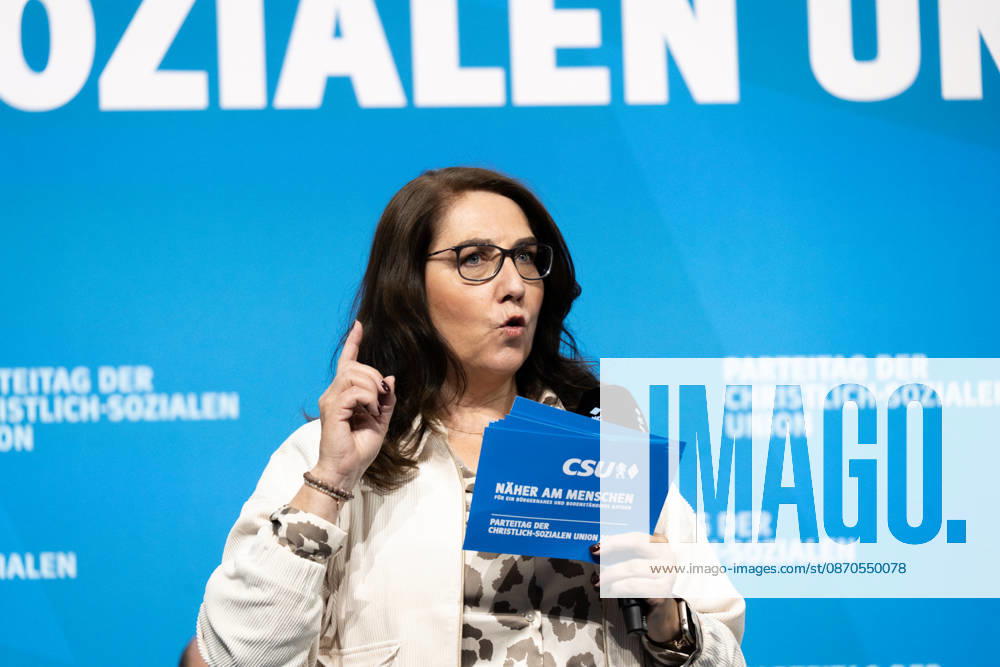 Munich, Bavaria, Germany October 23, 2026: The 2026 Party Convention of the CSU (Christian Social Union) at the Munich Trade Fair Center. Forum: LOCAL POLITICS, STRONG COMMUNITIES. A BRIGHT FUTURE. Tanja Schorer-Dremel (Member of the State Parliament)