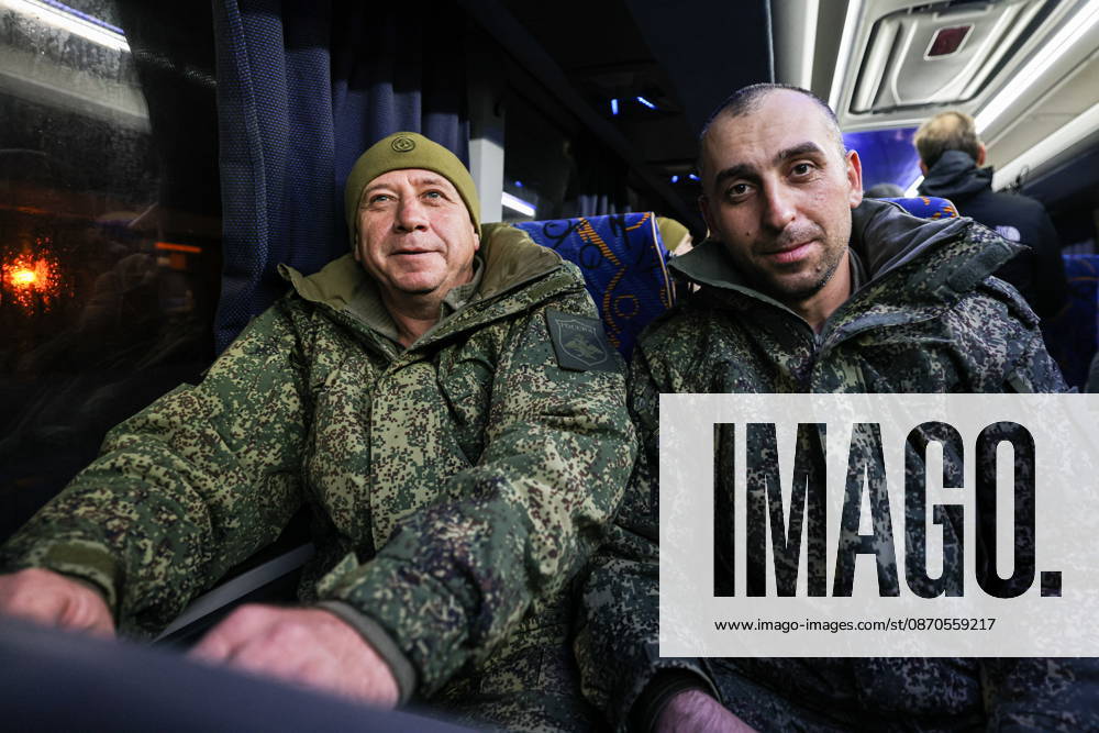 RUSSIA, MOSCOW REGION - OCTOBER 23, 2026: Russian servicemen released from Ukrainian captivity are seen in a bus. Georgy Chernyshov TASS 99833314