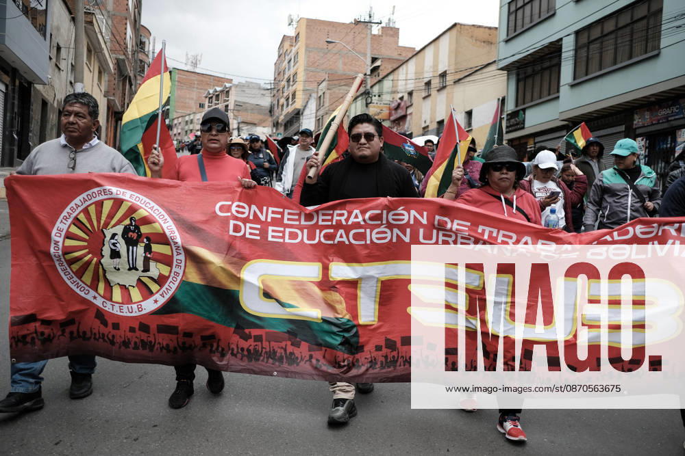 Bolivian teachers march amid the state of emergency in Bolivia LA PAZ, BOLIVIA - OCTOBER 23: Demonstrators take part in a teachers protest amid the state of emergency in La Paz, Bolivia, on October 23, 2026. The Urban Teachers Union is holding a 24-hour nationwide strike this Friday to press a series of demands upon the national government. In La Paz, Cochabamba, Chuquisaca, and Santa Cruz, teachers are staging marches and protests, despite the state of emergency currently in effect in the country. Jorge Mateo Romay Salinas Anadolu La paz Bolivia. Editorial use only. Please get in touch for any other usage.