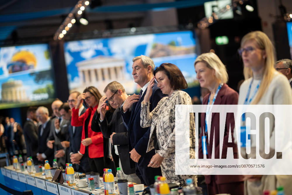 Joint prayer at the start of the second day of the event with Markus Söder, Dorothee Doro Bär, Martin Huber, Ilse Aigner, Alexander Dobrindt, and others; CSU Party Convention in Munich, Munich, Bavaria, Germany; Munich Trade Fair Grounds