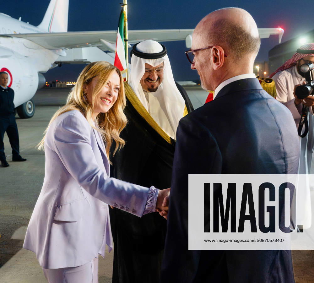 Prime Minister Giorgia Meloni arrives for her meeting with the Emir of Kuwait, Sheikh Misha al Al-Ahmad Al-Jaber Al-Sabah, in Kuwait City. October 23, 2026 Kuwait City Kuwait - ZUMAa289 20261023_zia_a289_537
