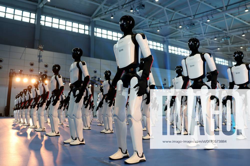 One hundred and ten Yuanzheng A3 humanoid robots perform a synchronized dance to set a Guinness World Record on October 24, 2026 in Jinan, Shandong Province of China. The performance took place at the Yellow River International Convention and Exhibition Center.
