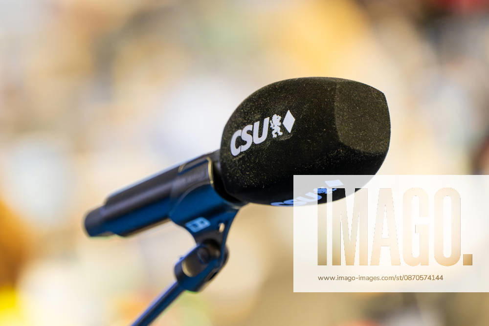 Microphone for speakers at the CSU Party Convention, Munich Exhibition Halls, Munich