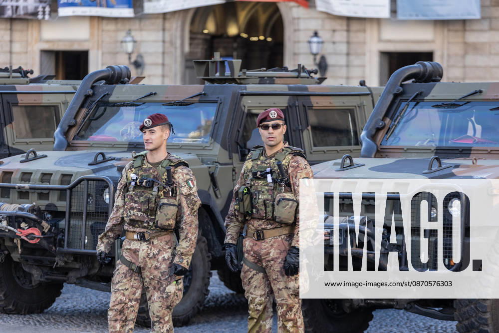 500 Italian soldiers deployed in Milan ahead of protest MILAN, ITALY – OCTOBER 24: 500 soldiers from the Folgore Parachute Brigade, one of the Italian Army’s elite units, have been deployed to patrol the city on the day an unauthorized demonstration against the high cost of living is set to take place in Milan, Italy, on October 23, 2026. This measure follows the destruction and looting that occurred in Milan the previous weekend during similar protests against the rising cost of living. Andrea Carrubba Anadolu Milan Italy. Editorial use only. Please get in touch for any other usage.