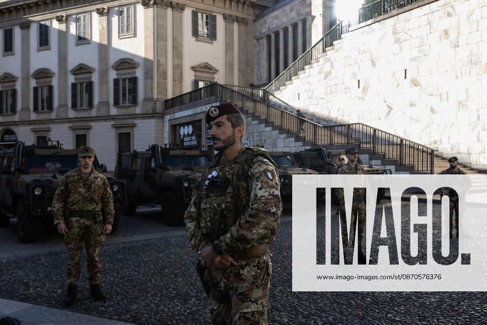 500 Italian soldiers deployed in Milan ahead of protest MILAN, ITALY – OCTOBER 24: 500 soldiers from the Folgore Parachute Brigade, one of the Italian Army’s elite units, have been deployed to patrol the city on the day an unauthorized demonstration against the high cost of living is set to take place in Milan, Italy, on October 23, 2026. This measure follows the destruction and looting that occurred in Milan the previous weekend during similar protests against the rising cost of living. Andrea Carrubba Anadolu Milan Italy. Editorial use only. Please get in touch for any other usage.