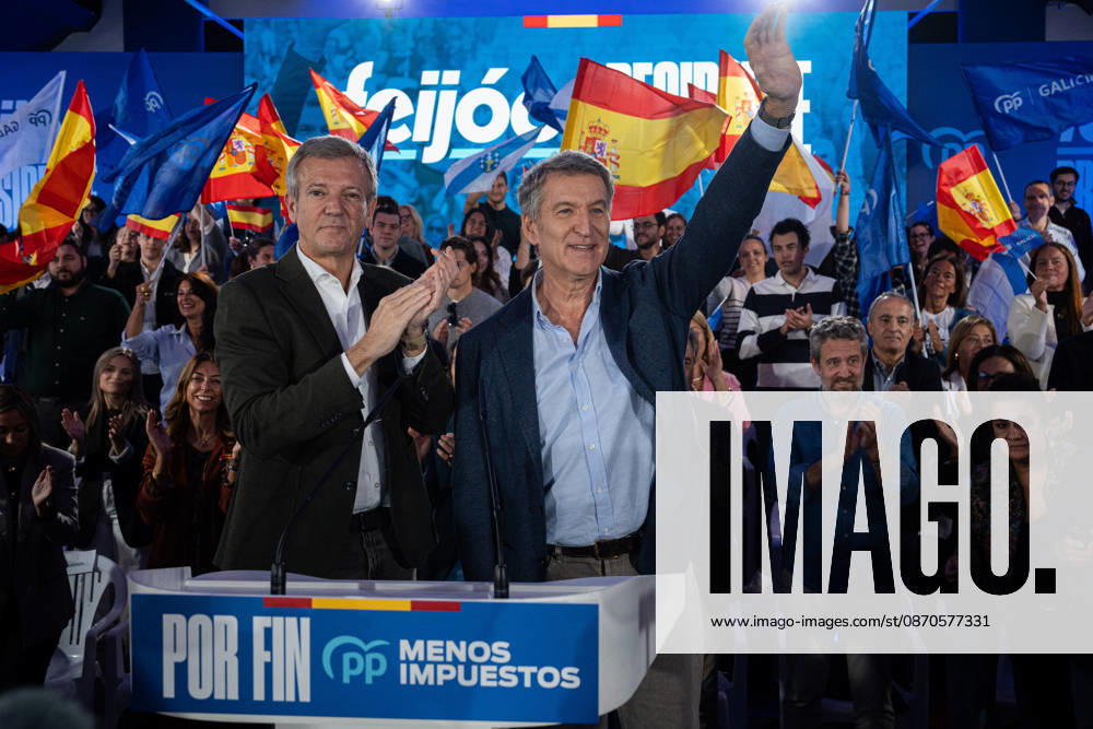 Feijóo and Rueda Participate in a Pre-Campaign Event in Vigo Alberto Núnez Feijóo, president of the Popular Party, and Alfonso Rueda, president of the Xunta, during a public event as part of the pre-campaign for the general elections on November 29, at the Estación Marítima on October 24, 2026, in Vigo, Pontevedra, Galicia, Spain. The event served to present the candidates endorsed by the Galician PP for the general election on November 29, 24 OCTOBER 2026, Adriá, Vigo, Pontevedra, Galicia, Vigo, Pontevedra, Galicia, Spain