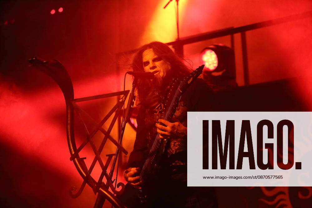 Patryk Dominik Seth Sztyber of the band Behemoth at a concert at the Columbiahalle in Berlin, October 23, 2026 Behemoth Dimmu Borgir Concert Berlin