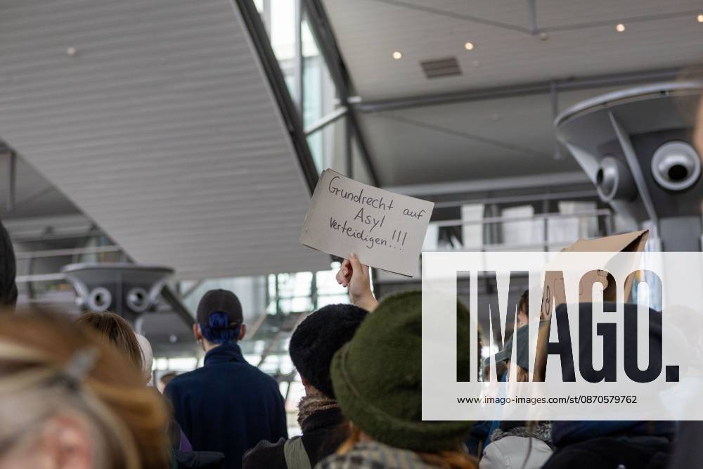 Leipzig Airport Hosts Anti-Deportation Protest SCHKEUDITZ, GERMANY OCTOBER 24, 2026: Demonstrators take part in a protest against deportations at Leipzig Halle Airport as part of a nationwide day of action against deportations and deportation detention. The protest focuses particularly on charter deportation flights to Afghanistan. Schkeuditz Saxony Germany