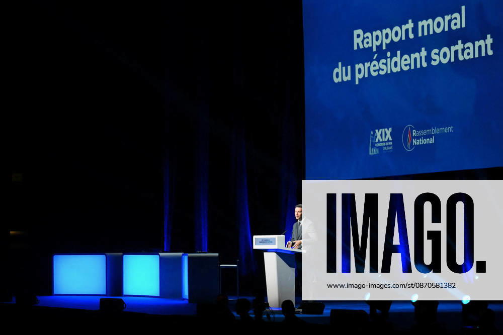 XIXth Congress French Far-right Party RN - Orleans President of French far-right party Rassemblement National RN Jordan Bardella on stage during the XIXth Congress of Rassemblement National RN, in Orleans, France on October 24 2026. Photo by Franck Castel ABACAPRESS.COM Orleans France