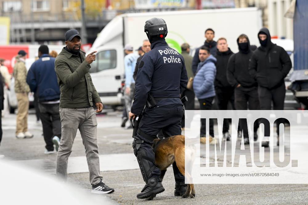 Extreme Left And Citizen Activists Protest 24 10 2026 BRUSSELS, BELGIUM - OCTOBER 24 : Police and demonstrators pictured during illegal demonstration the centre of Brussels against budget measures on October 24, 2026 in Brussels, Belgium, 24 10 2026 Brussels Belgium