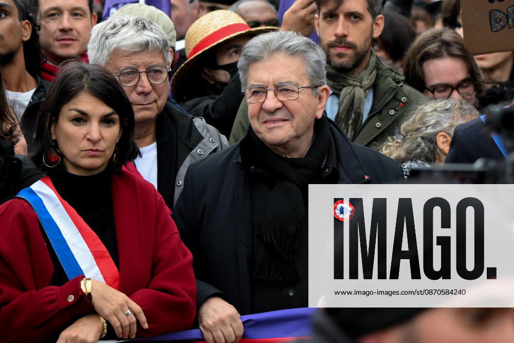 Jean-Luc Mélenchon: Demonstration in support of purchasing power, the protection of public services, and fiscal and social justice, held in Paris on October 24, 2026, as part of a nationwide call to action bringing together former members of the Yellow Vest movement, labor unions, and high school and college students. Lionel Urman, Bestimage, Paris, France