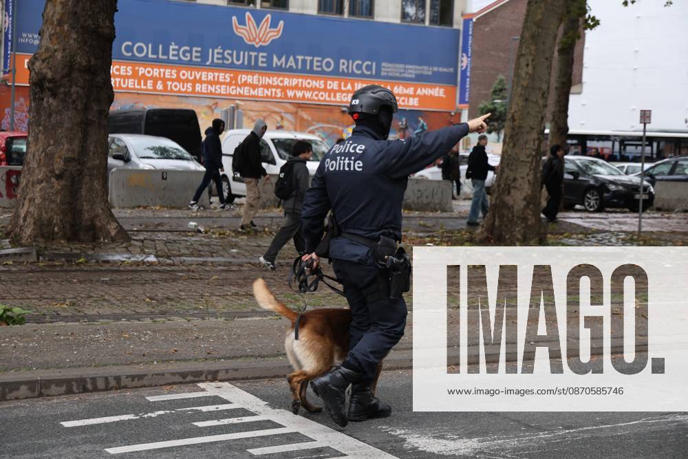 Riot police pictured at protests in Brussels for purchasing power, healthcare, and education, on Saturday 24 October 2026. NICOLASxMAETERLINCK 190869162