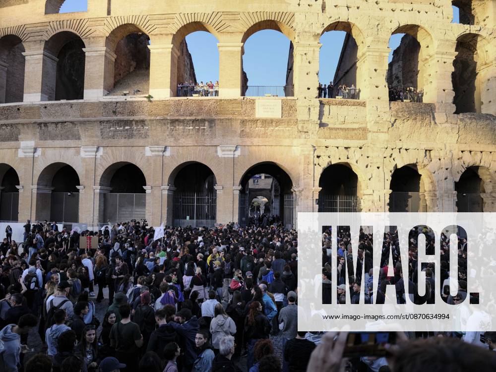 Rome Anti War Protest A crowd of demonstrators gathers outside the Colosseum during an anti-war protest in Rome, Italy on October 24, 2026. Demonstrators took part in an anti-war march under the slogan Keep Italy Out of the War . Protesters further voiced opposition to Italy s involvement in armed conflicts, military rearmament and government policies. Rome Lazio Italy