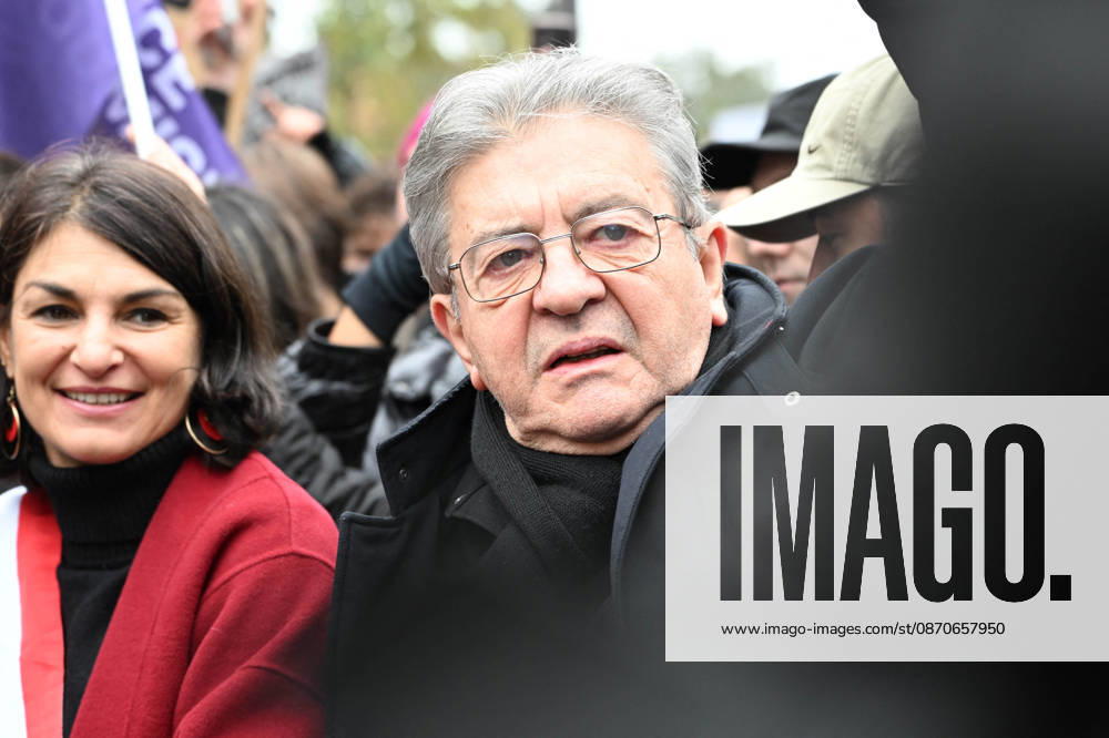 Politics At Yellow Vests Protest Act II - Paris French leftist party La France Insoumise (LFI) candidate in France s 2027 Presidential election Jean-Luc Melenchon and French leftist party La France Insoumise (LFI) group MP Manuel Bompard during a demonstration in favor of purchasing power, the protection of public services, and fiscal and social justice, as part of a nationwide call for mobilisation bringing together former members of the Yellow Vest movement, labor unions, high school and university students. in Paris on October 24, 2026 Photo Ait Adjedjou Karim ABACAPRESS.COM Paris France