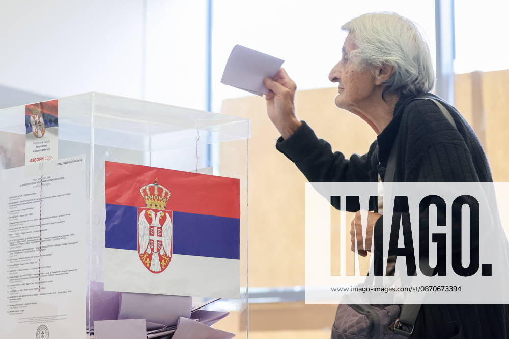 SERBIA, BELGRADE - OCTOBER 25, 2026: A woman casts her ballot at a polling station during the 2026 Serbian parliamentary election. On 25 October, the Serbs went to the polls to elect members of the country s unicameral parliament, Narodna Skupshtina. Alexander Ryumin TASS 99928895
