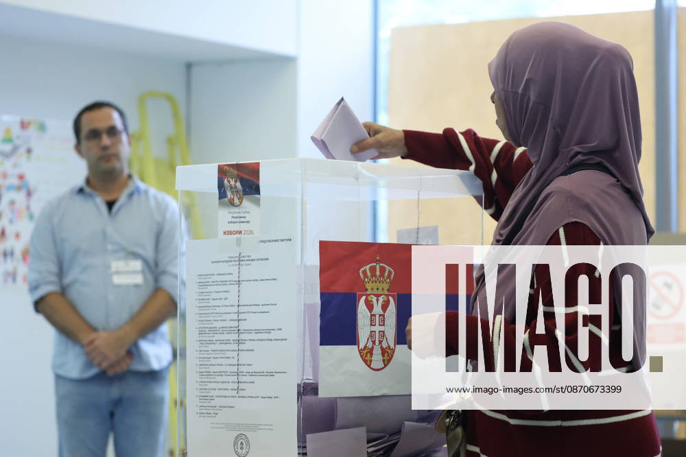 SERBIA, BELGRADE - OCTOBER 25, 2026: A woman casts her ballot at a polling station during the 2026 Serbian parliamentary election. On 25 October, the Serbs went to the polls to elect members of the country s unicameral parliament, Narodna Skupshtina. Alexander Ryumin TASS 99928903