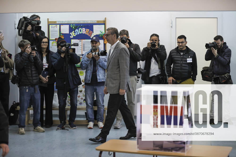 Serbia begins voting in snap parliamentary elections BELGRADE, SERBIA - OCTOBER 25: Aleksandar Vucic, prime ministerial candidate for the Aleksandar Vucic-United Serbia list, arrives at a school to cast his ballot during early parliamentary elections in Belgrade, Serbia, on October 25, 2026. Samir Jordamovic Anadolu Belgrade Serbia. Editorial use only. Please get in touch for any other usage.