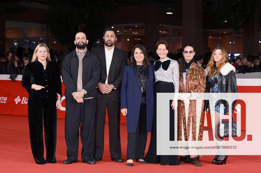 Anna Lena Vaney, Sacha Ben Harroche, Zico Judge, Beatrice Bulgari, Martine Danglejan Chatillon, Maja Hoffmann, and a guest on the red carpet for the film Riverrun at the 21st Rome Film Fest. Rome, October 24, 2026 Rome Italy - ZUMAa289 20261024_zia_a289_615