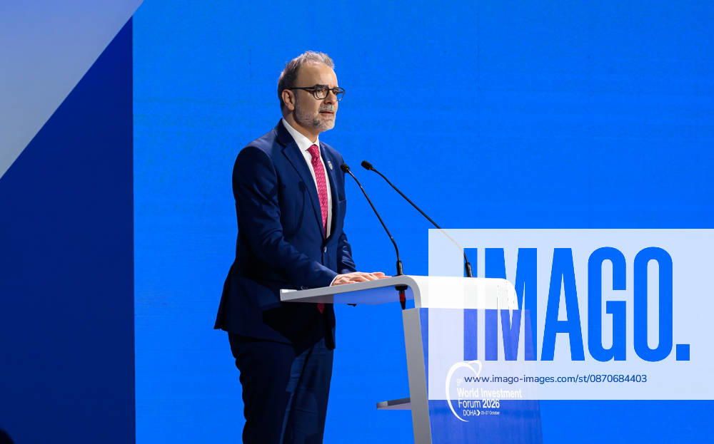 9th World Investment Forum 2026 In Doha Pedro Manuel Moreno, Acting Secretary-General, UN Trade and Development (UNCTAD), speaks during the opening ceremony of the 9th World Investment Forum (WIF 2026) in Doha, Qatar, October 25, 2026. The three-day global summit is organized by the United Nations Conference on Trade and Development (UNCTAD) in cooperation with the State of Qatar. DOHA Qatar